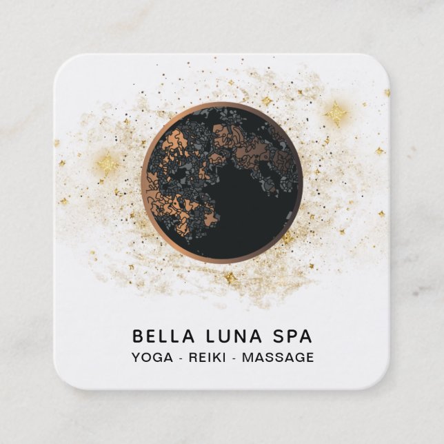 Tarjeta De Visita Cuadrada *~* Cosmos Moon Universe .  Purpurina Stars Shaman (Anverso)