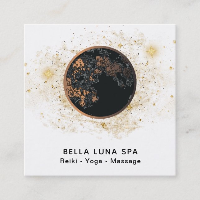 Tarjeta De Visita Cuadrada *~* Cosmos Moon Universe Purpurinas Estrellas Sham (Anverso)