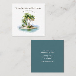 Tarjeta De Visita Cuadrada Costa de las Palmeras Tropicales