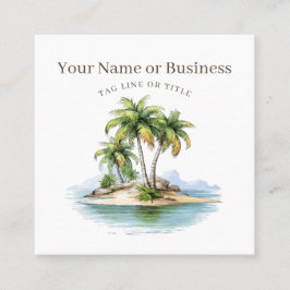 Tarjeta De Visita Cuadrada Costa de las Palmeras Tropicales
