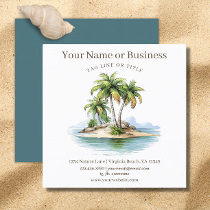 Tarjeta De Visita Cuadrada Costa de las Palmeras Tropicales