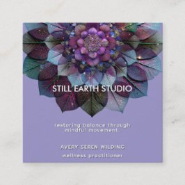 Tarjeta De Visita Cuadrada Council of Leaves | Mandala Design P&B