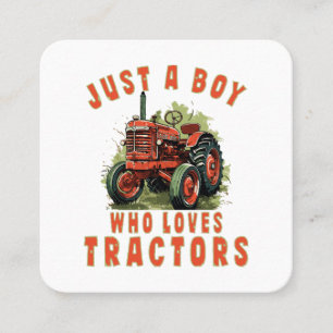 Tarjeta De Visita Cuadrada Country Life Boy que ama los tractores