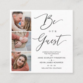 Tarjeta De Visita Cuadrada Covid19 Trendy Be our Guest Chic Romantic 3 Photos