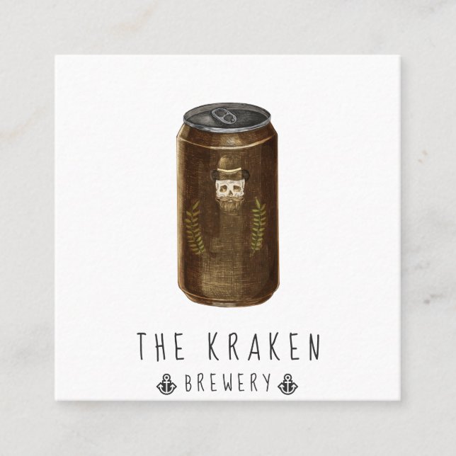 Tarjeta De Visita Cuadrada Craft Beer Cider Skull Sketch Square Business Card (Anverso)