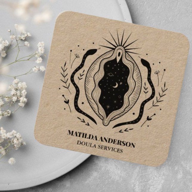 Tarjeta De Visita Cuadrada Craft Black Vagina l Doula Services Embarazo (Subido por el creador)