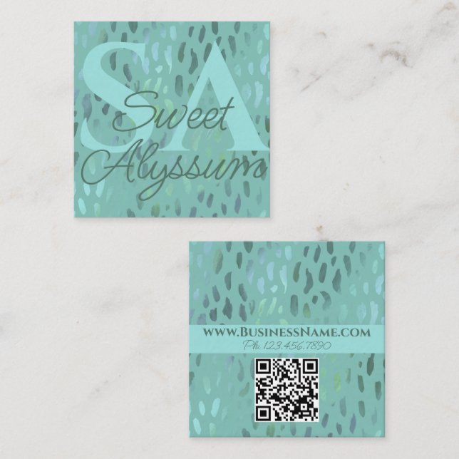 Tarjeta De Visita Cuadrada Craft Show Promotion Pop Up Business Green (Anverso / Reverso)