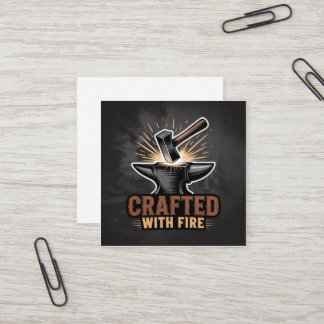 Tarjeta De Visita Cuadrada Crafted With Fire – Rustic Artisan Sticker
