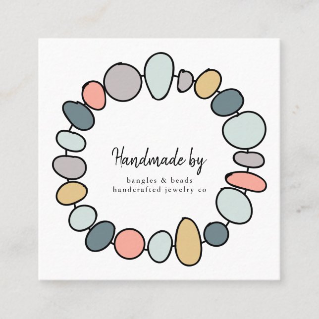 Tarjeta De Visita Cuadrada Crafter hecho a mano Etsy artista Rustic Modertic  (Anverso)