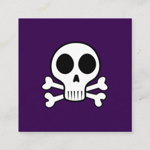 Tarjeta De Visita Cuadrada cráneo espeluznante sobre un fondo negro