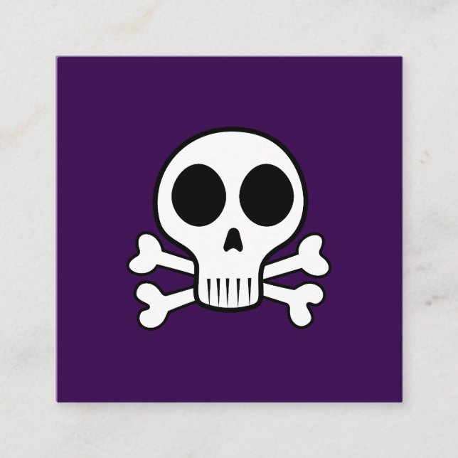 Tarjeta De Visita Cuadrada cráneo espeluznante sobre un fondo negro (Anverso)