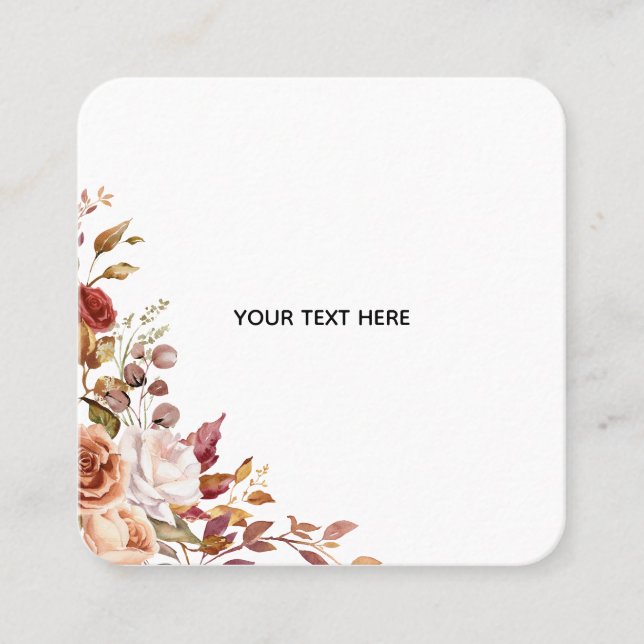 Tarjeta De Visita Cuadrada Crea Tu Propia Floral (Anverso)