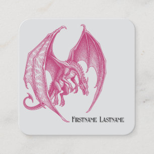 Tarjeta De Visita Cuadrada Crea tu propio dragón rosa fucsia
