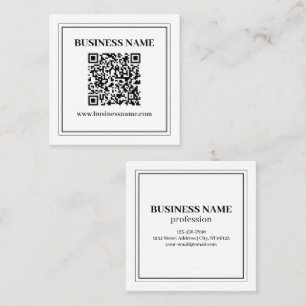 Tarjeta De Visita Cuadrada Crea un código QR escaneable   Blanco y negro