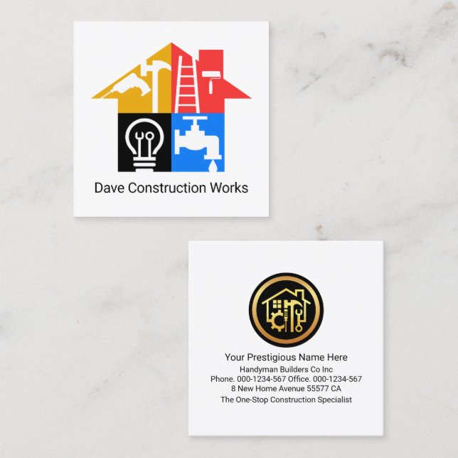 Tarjeta De Visita Cuadrada Creación de herramientas de mano creativas (Anverso / Reverso)