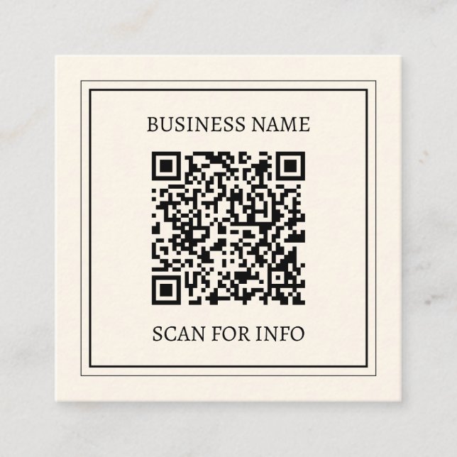 Tarjeta De Visita Cuadrada Crear instantáneamente un código QR escaneado para (Anverso)