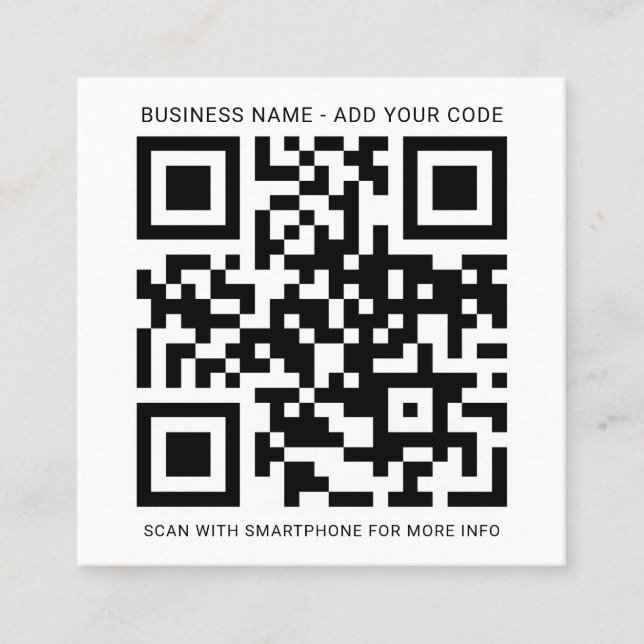 Tarjeta De Visita Cuadrada Crear su propio código QR de empresa (Anverso)