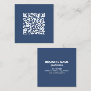 Tarjeta De Visita Cuadrada Crear un código QR escaneable Azul marino desvan