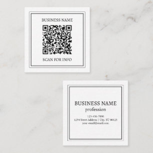 Tarjeta De Visita Cuadrada Crear un código QR escaneable   Blanco y negro