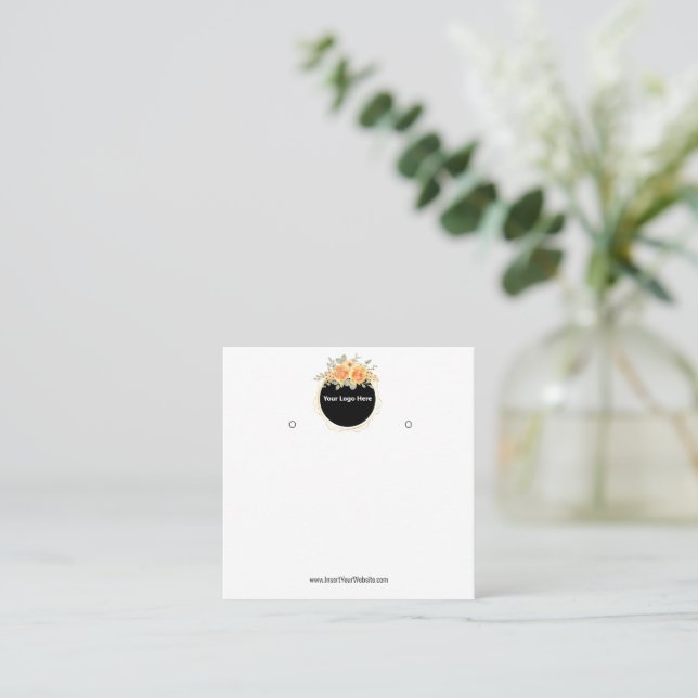Tarjeta De Visita Cuadrada Creat Your Custom Logo Earring Display Card  (Anverso de pie)