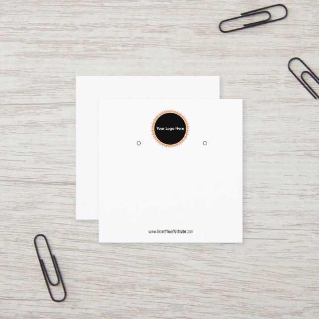 Tarjeta De Visita Cuadrada Creat Your Custom Logo Earring Display Card  (Anverso/Reverso In Situ)
