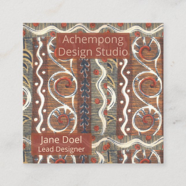 Tarjeta De Visita Cuadrada Create Your Own Achempong: Ornate | African Stripe (Anverso)