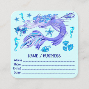 Tarjeta De Visita Cuadrada Creatividad de hadas púrpura de Sirena