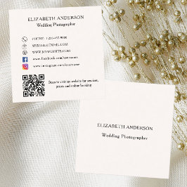 Tarjeta De Visita Cuadrada Crema beige Código QR medios sociales