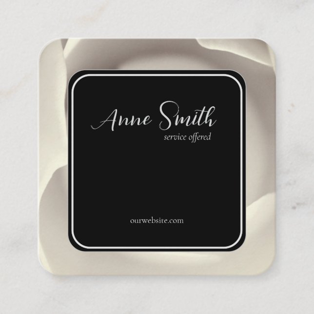 Tarjeta De Visita Cuadrada Crema Rosa Petal Acento Floral - Elegante y modern (Anverso)