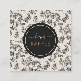 Tarjeta De Visita Cuadrada Crema vintage de pañales florales botánicos negros