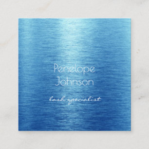 Tarjeta De Visita Cuadrada Cristal Metalizado cepillado azul del artista