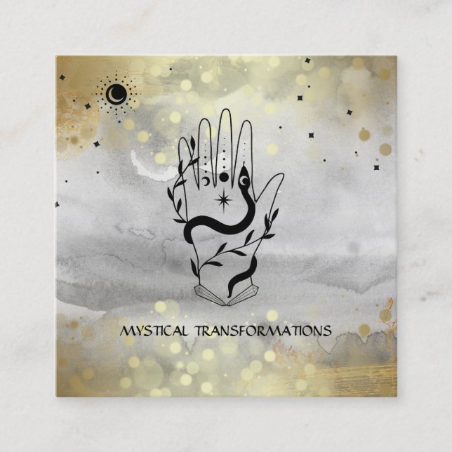 Tarjeta De Visita Cuadrada *~* Cristales de la luna de la serpiente de la lun (Anverso)