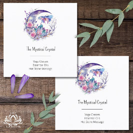 Tarjeta De Visita Cuadrada Cristales de mariposa Flores de luna creciente esp