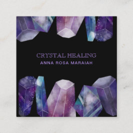 Tarjeta De Visita Cuadrada * Cristales del universo de la acuarela de la
