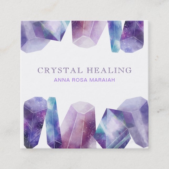 Tarjeta De Visita Cuadrada * Cristales del universo de la piedra preciosa del (Anverso)