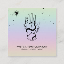 Tarjeta De Visita Cuadrada *~* Cristales    SnakeMoon Magic Boho Arcoiris