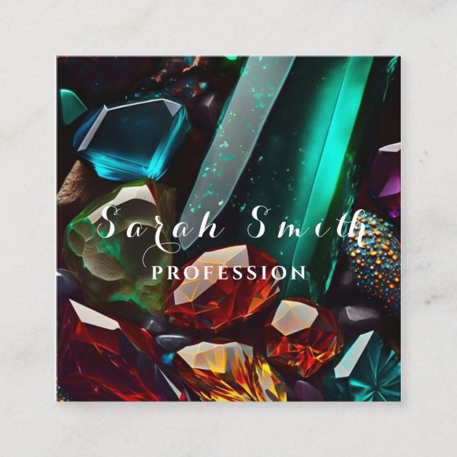 Tarjeta De Visita Cuadrada Cristales y minerales espléndidos esmeralda-verde (Anverso)