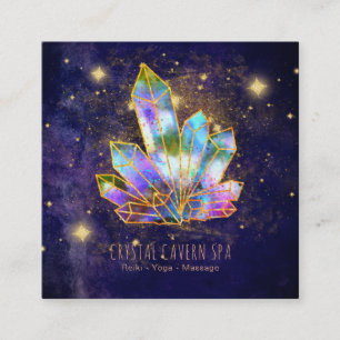 Tarjeta De Visita Cuadrada *~* Crístoles cósmicos Purpurinas dorados con arco