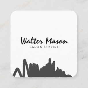 Tarjeta De Visita Cuadrada Crítica gris cepillada artística