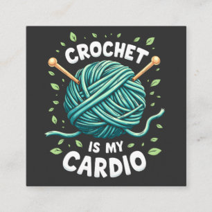Tarjeta De Visita Cuadrada Crochet es mi cardio Hilo de coser Fitness
