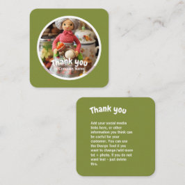 Tarjeta De Visita Cuadrada Crochet lady cocina green Gracias