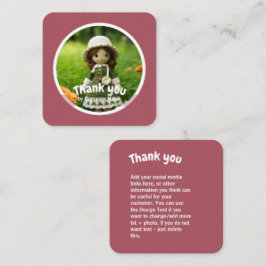 Tarjeta De Visita Cuadrada Crochet lady cocina verde rosa Gracias