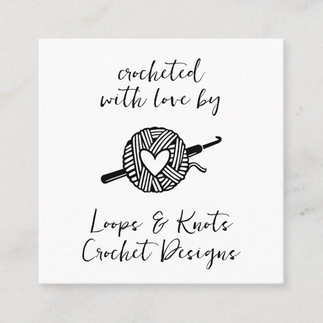 Tarjeta De Visita Cuadrada Crochet With Love (Anverso)