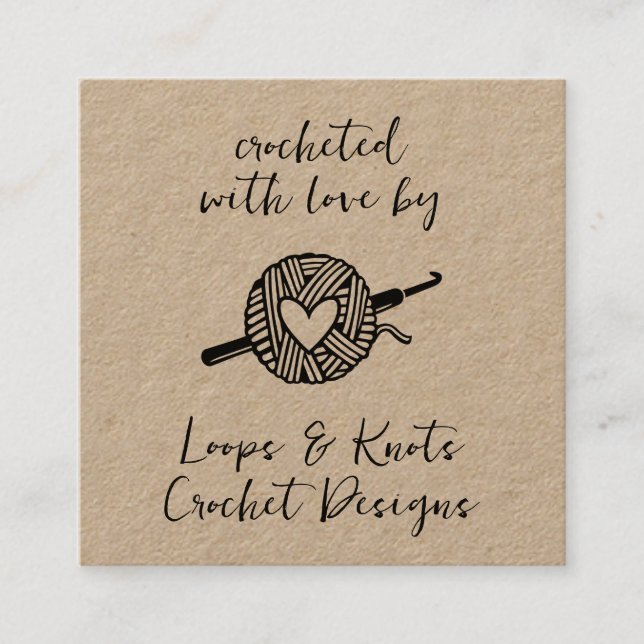 Tarjeta De Visita Cuadrada Crochet With Love (Anverso)