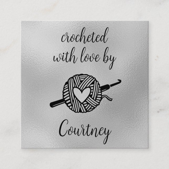 Tarjeta De Visita Cuadrada Crochet With Love (Anverso)