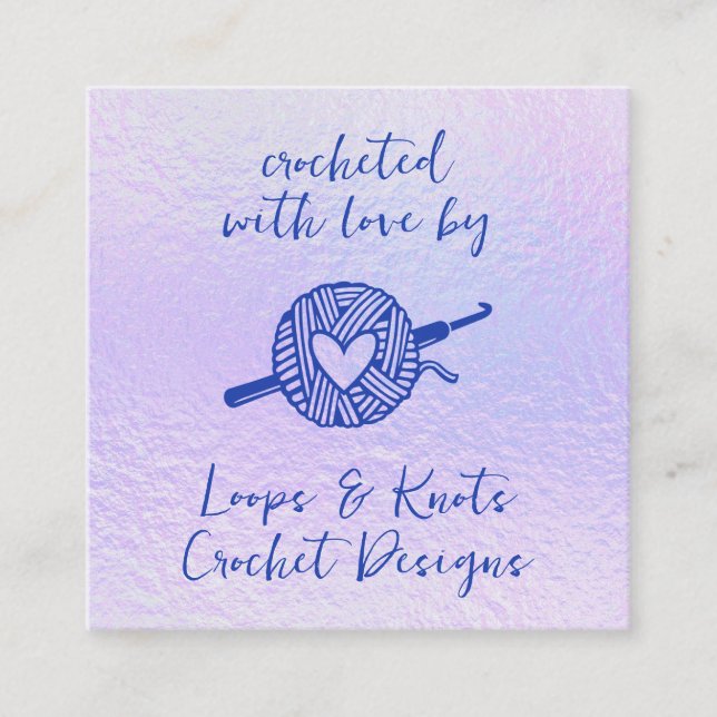 Tarjeta De Visita Cuadrada Crochet With Love (Anverso)
