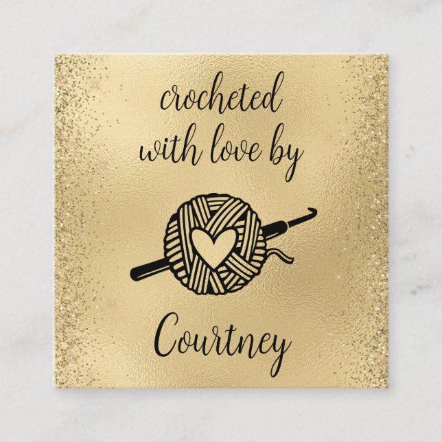 Tarjeta De Visita Cuadrada Crochet With Love (Anverso)