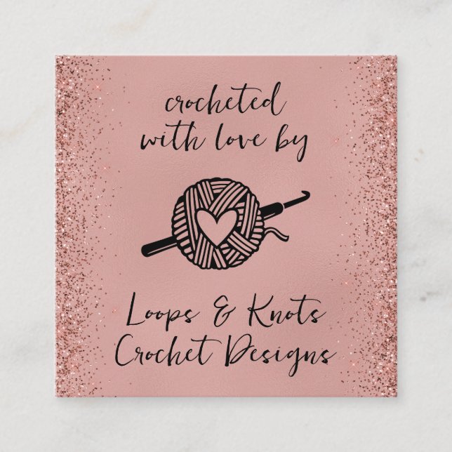 Tarjeta De Visita Cuadrada Crochet With Love Square (Anverso)