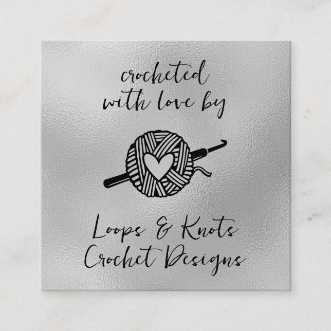 Tarjeta De Visita Cuadrada Crochet With Love Square (Anverso)