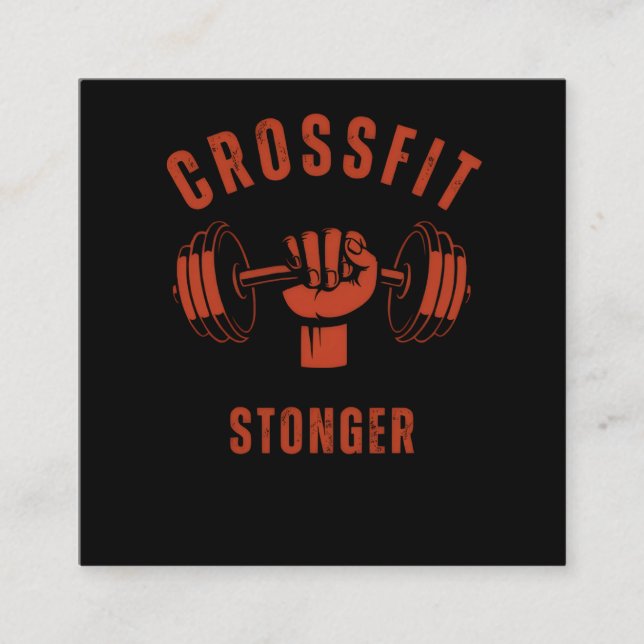 Tarjeta De Visita Cuadrada CrossFit Stronger--Power & Strength Mindset (Anverso)